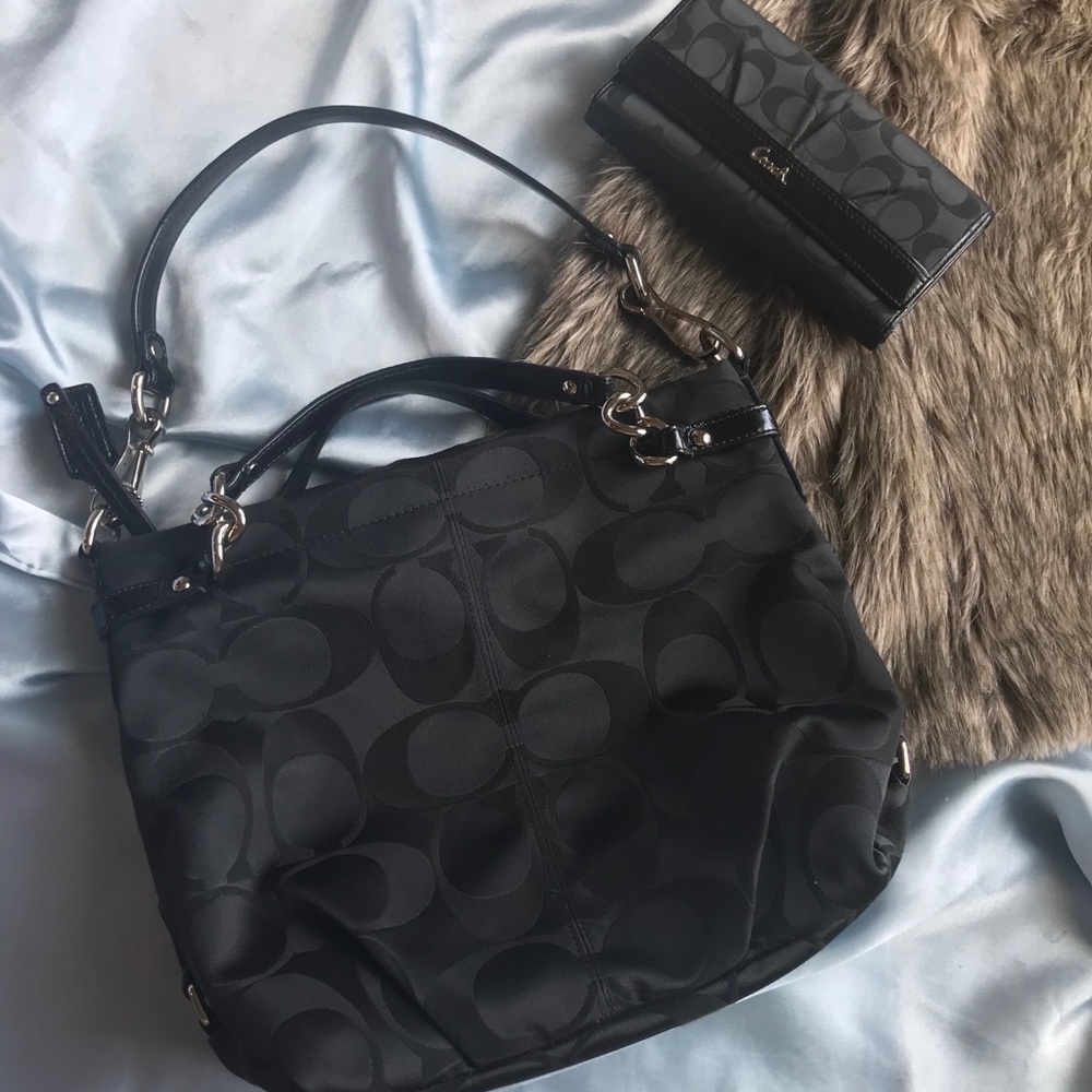 Black Coach Brooke Shoulder Bag and Wallet
